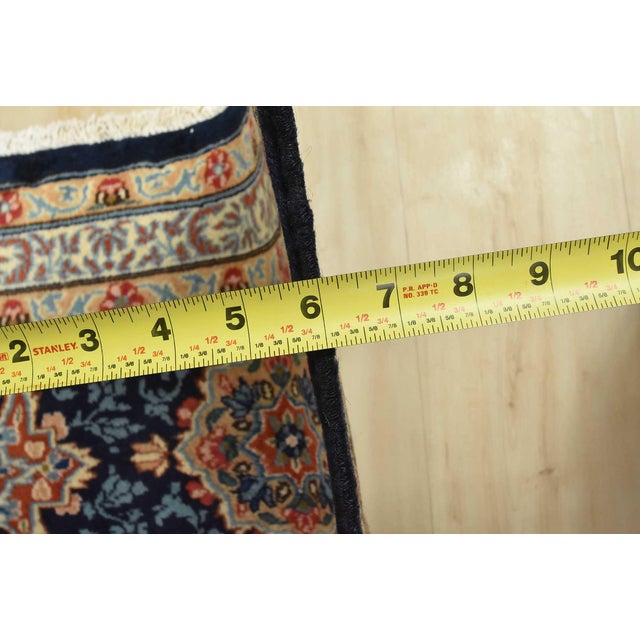 Kerman Rug 9’9” X 13’8” Blue Wool Vintage Traditional Hand-Knotted Carpet For Sale - Image 13 of 15