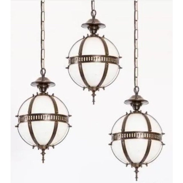 3pc Set VINTAGE ART DECO FIXTURE OLD CEILING BRASS HANGING LIGHT MILK GLASS SHADE LAMP Excellent Working Condition Without...