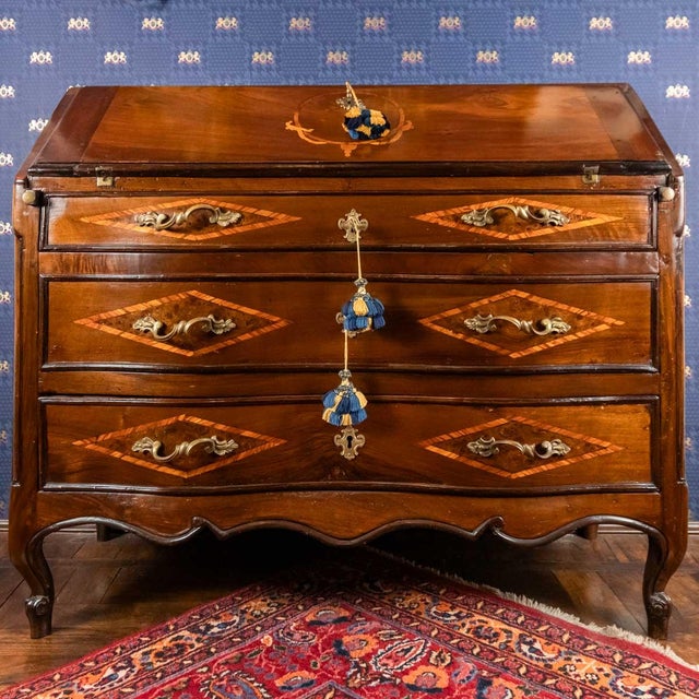 18th-Century Genoese Baroque Chest of Drawers with Inlays and Mercury-Gilded Bronze Handles, 1750 For Sale - Image 10 of 10