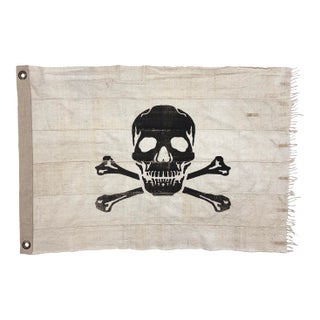 Distressed Cotton Flag, Vintage Style Pirate Skull, Jolly Roger For Sale