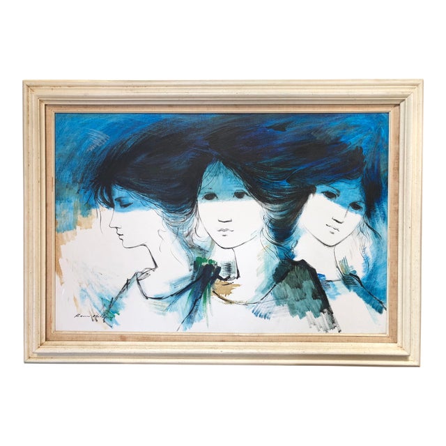 1970s Vintage Kevin Mcalpin Ladies In Blue Oil Painting Chairish