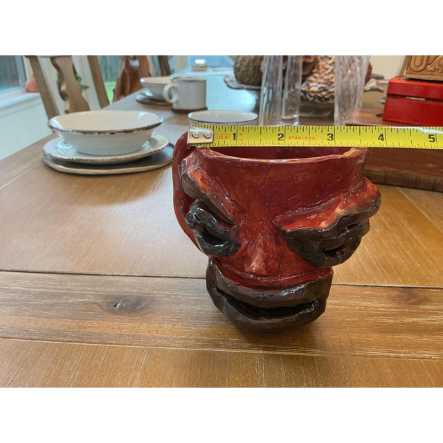 Sculpture Materials 1990s Folk Art Signed Studio Folk Art Ugly Face Mug “Mark” For Sale - Image 7 of 7