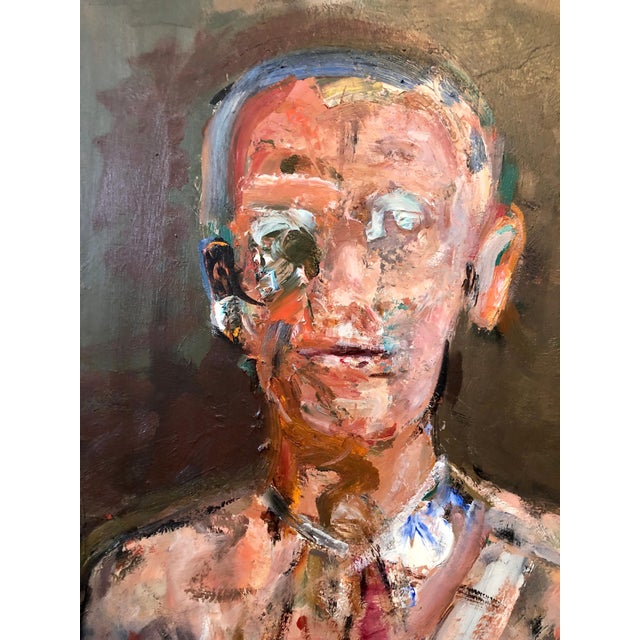 Brown Dean Richardson, Military Man Portrait Figurative Abstract Oil Painting American Modernist Artist, 1978 For Sale - Image 8 of 14