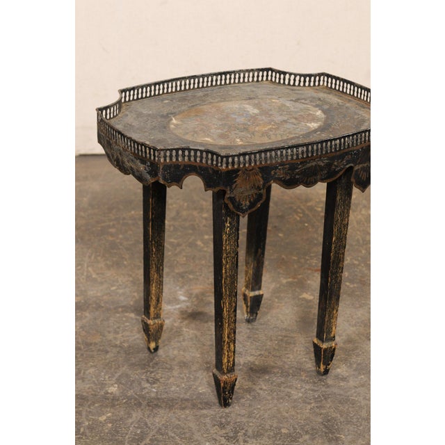 Antique Italian Painted Tray Top Side Table For Sale - Image 9 of 10