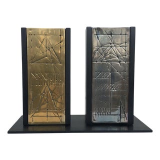 Italian Bronze Abstract Sculptures by Walter Valentini, 1980, Set of 2 For Sale