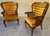 Pair of Monumental 1970s Cane and Gold Velvet Horseshoe Wingback Chairs For Sale - Image 10 of 17