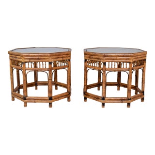 Vintage Brighton Pavilion Style Bamboo Side Tables, 1970s For Sale