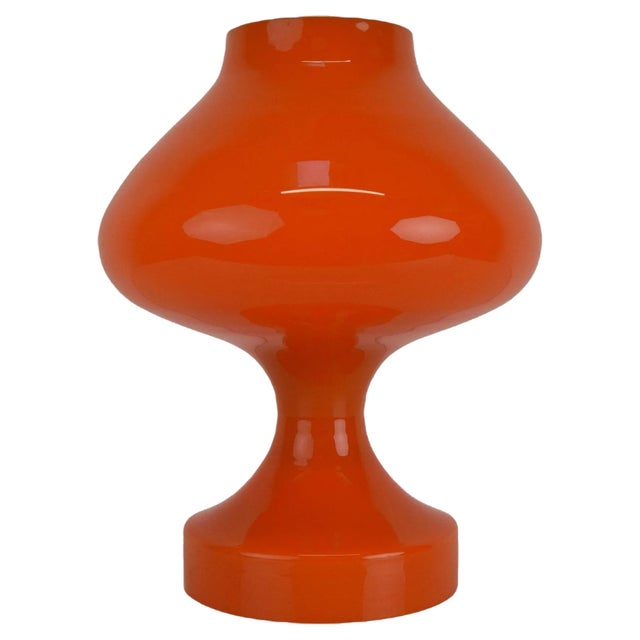 Orange Glass Table Lamp attributed to Valasske Mezirici, 1970s For Sale