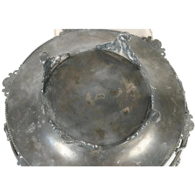 Rustic Antique Silver-Plate Bride's Basket W/ "B" Monnogram For Sale - Image 4 of 5