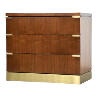 Refinished Walnut and Brass Dresser Chest by Glenn of California For Sale