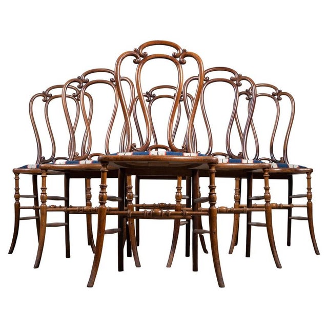 Art Nouveau Beechwood Café Chairs by W. Giessing, 1930s, Set of 6 For Sale - Image 11 of 11