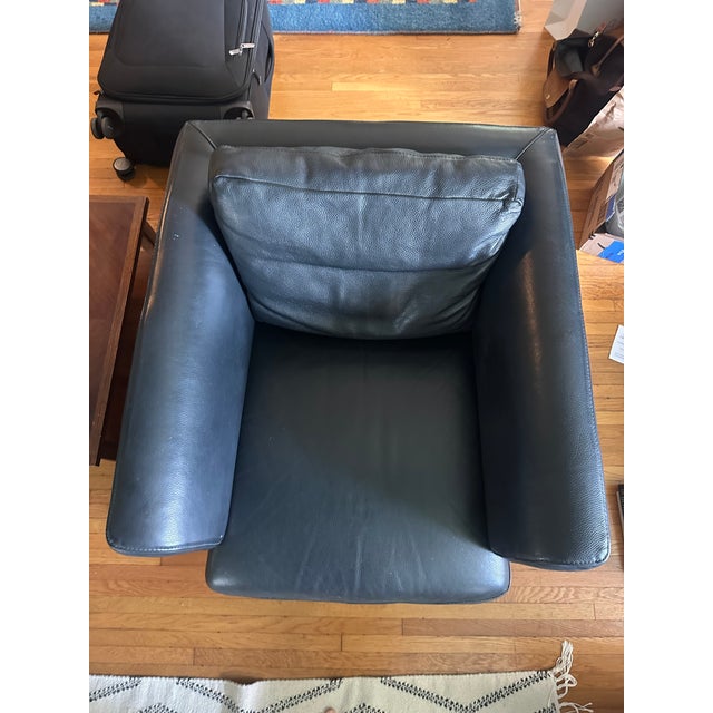 Roche Bobois Vintage Pair of Genuine Roche Bobois Black Leather Armchairs For Sale - Image 4 of 14