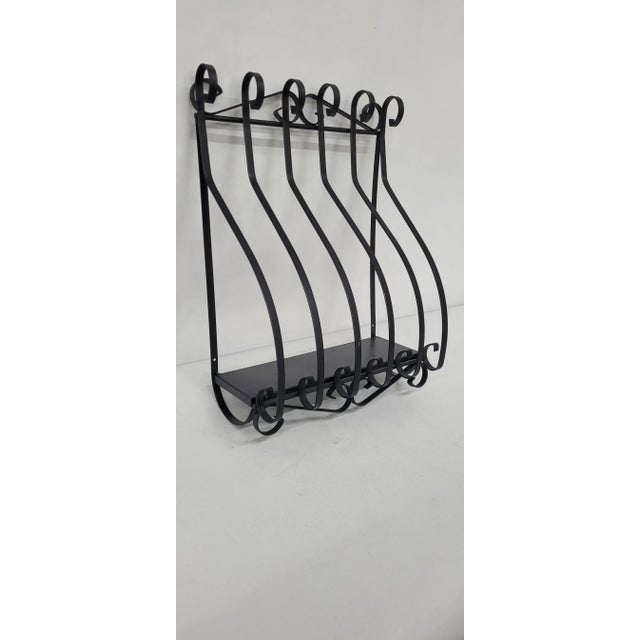 Black 1970s Vintage Metal Wall Shelf Display Spanish Gothic Case Cage Medieval Sconce Style For Sale - Image 8 of 8