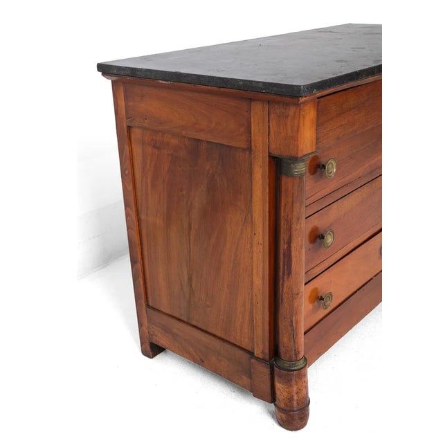 Rustic European 19th Century French Empire Mahogany Commode With Black Marble Top | Ca. 1820 For Sale - Image 3 of 3