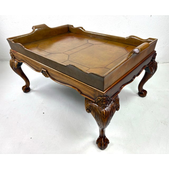 Vintage Leather Galley Tray Coffee Table After Ralph Lauren For Sale - Image 12 of 12