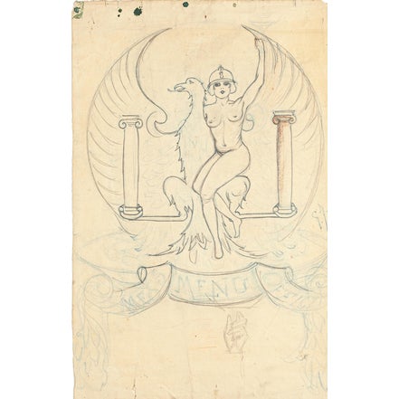 Unknown, Victory, Symbolist Drawing, Early 20th Century, Pencil and Pastel For Sale
