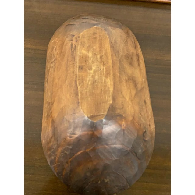 Vintage Handmade Artisan Carved Dough Bowl Trencher Bowl For Sale - Image 9 of 10