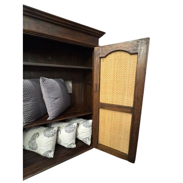 Vintage Indonesian Armoire With Natural Rattan Door Panels, C. 1990s For Sale - Image 12 of 16