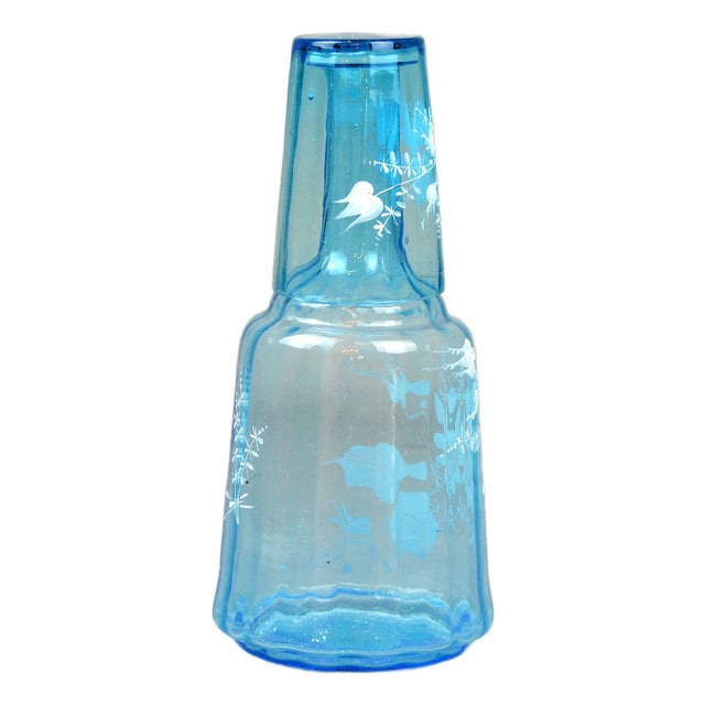 Antique Water Carafe with Glass, Set of 2 For Sale