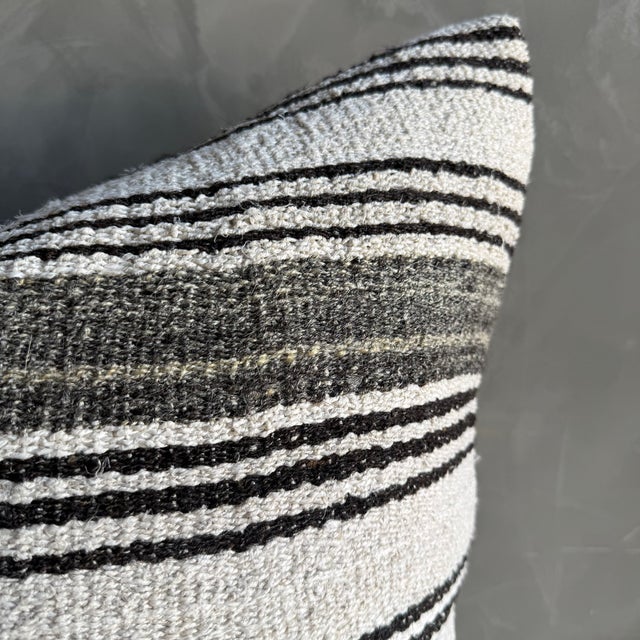 Vintage Rug Pillow Cover With Stripes For Sale - Image 4 of 7