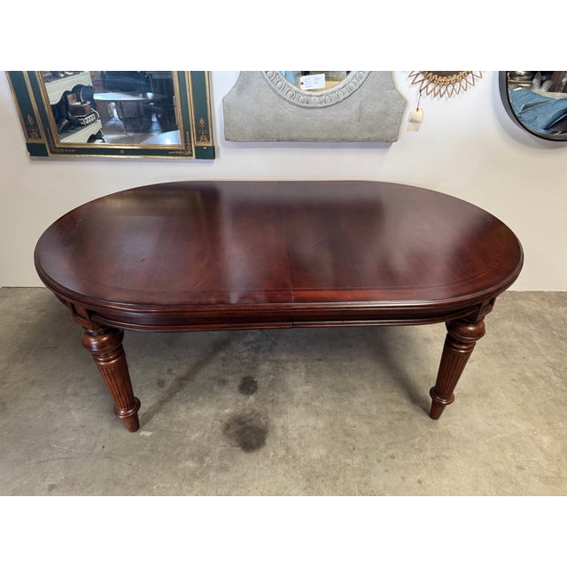 Late 20th Century Late 20th Century 116" Long Oval Dining Table With Two 20" Removable Leaf Extensions For Sale - Image 5 of 14