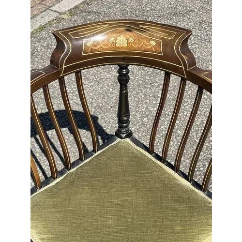 Edwardian Mahogany Armchair with Marquetry Inlay For Sale - Image 4 of 7