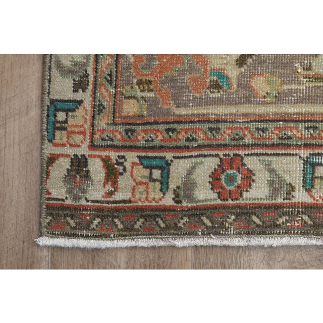 1970s Vintage Persian Handmade Wool Cotton Orange Area Rug For Sale In San Francisco - Image 6 of 11