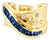Late 20th Century 14K Yellow Gold Princess Cut Sapphire Diamond Wide Designer Ring Band, Size 5.75 For Sale