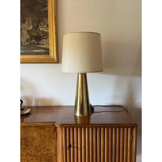 Hollywood Regency Conical Brass Table Lamp, Italy, 1970s For Sale - Image 4 of 8