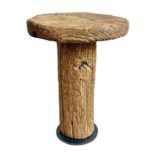 Rustic Log Round Side Table