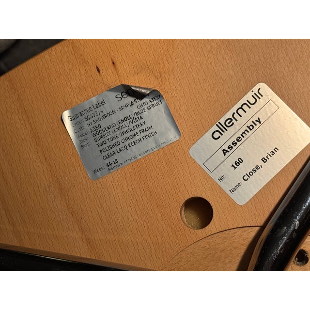 Wood Allermuir Mollie A580 Bent Beech & Chrome Armchair With Knoll Upholstery, 2018 For Sale - Image 7 of 7