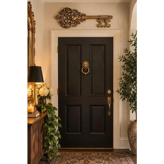 Hollywood Regency Vintage Syroco #3661-B Lion Skeleton Key Wall Plaque, Mid-Century Hollywood Regency For Sale - Image 3 of 5