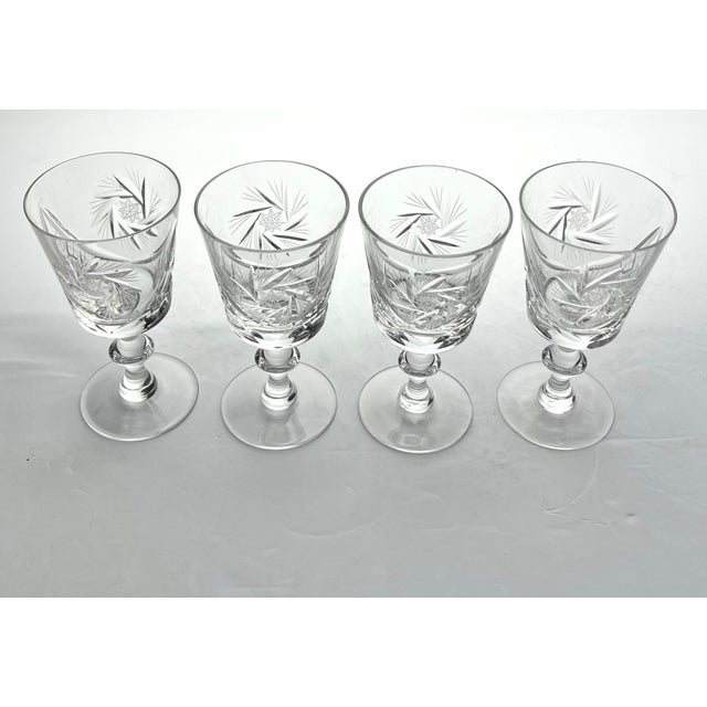 Ajka “Csopak” Set of 4 Crystal Claret Wine Glasses 5 3/8” 6oz Good condition. No chips, cracks, or fleabites. Height 5...