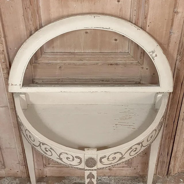 Antique Italian Neoclassical Painted Demilune Display Console For Sale - Image 9 of 13