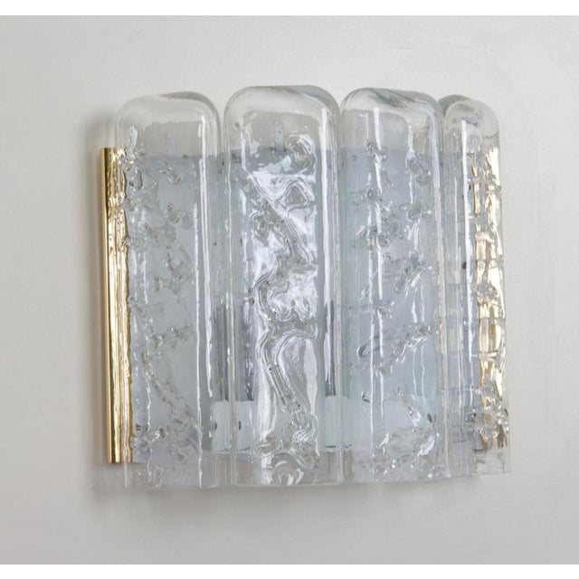 1960s Vintage Brass and Ice Glass Wall Sconces from Doria, 1960s, Set of 2 For Sale - Image 5 of 10