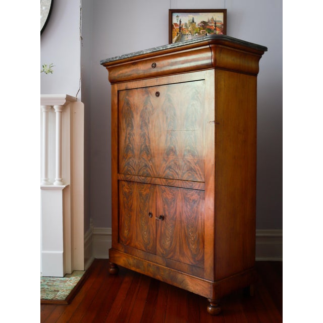 Mid 18th Century 19th C French Louis Philippe Secretary Desk, Secretaire À Abattant With Black Marble Top For Sale - Image 5 of 18