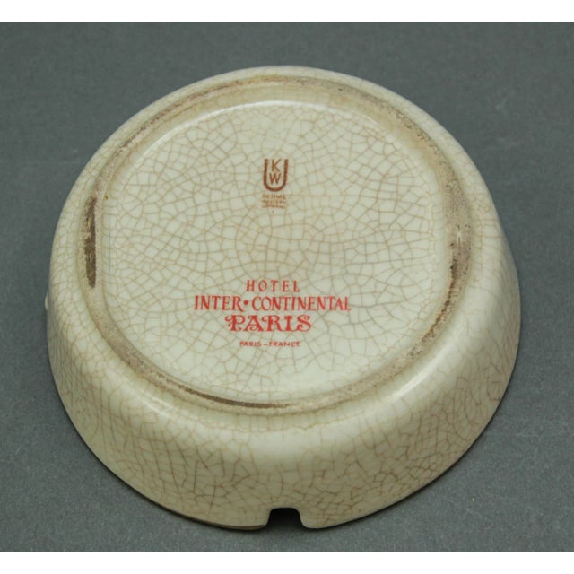 Mid 20th Century Collectible White Porcelain Ashtray Hotel Intercontinental Paris France 1950's For Sale - Image 5 of 10