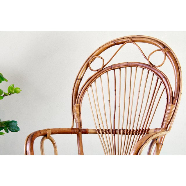 Vintage Wicker and Bamboo Armchair, Italy, 1970s For Sale - Image 15 of 16
