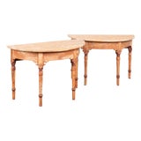 Late 19th Century Original Painted Swedish Pair of Demi Lune Console Tables For Sale