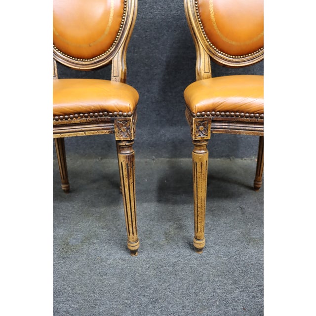 Maitland-Smith Attributed Louis XVI Style Leather Upholstered Side Chairs, Set of 4 For Sale - Image 18 of 18
