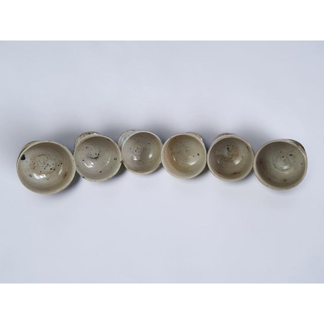 1970s Stoneware Stemmed Cups from by Vézelay Pottery Albert Breton , 1970s, Set of 6 For Sale - Image 5 of 7