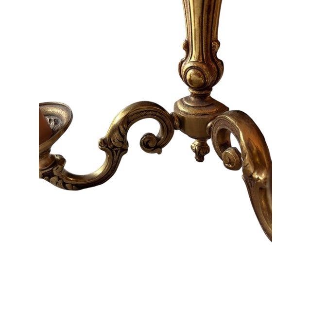 Metal 1950s Pair of Antique French Bronze Two-Arm Sconces – Heavy, Ornate Rococo Style, Natural Patina, Requires Rewiring For Sale - Image 7 of 9