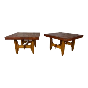 Abstract Leather Top End Tables by "Atre Sano" Colombia