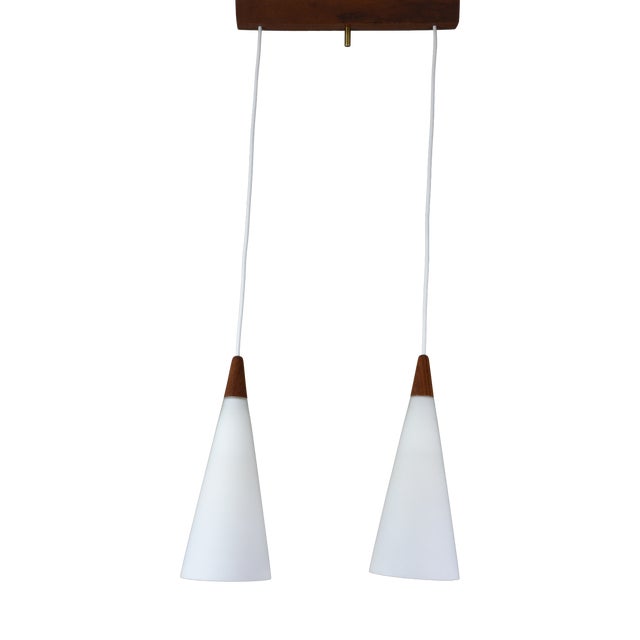Trumpet 2-Light Pendant by Fog & Mørup for Holmegaard, Denmark, 1960s For Sale