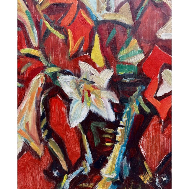 Louis Ferrand, Still Life with Vase of Flowers, 1961, Oil Painting on Cardboard, Framed For Sale - Image 6 of 9