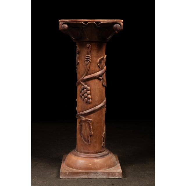 Traditional Late 20th Century Carved Wooden Grape-and-Vine Pedestal Stand For Sale - Image 3 of 7