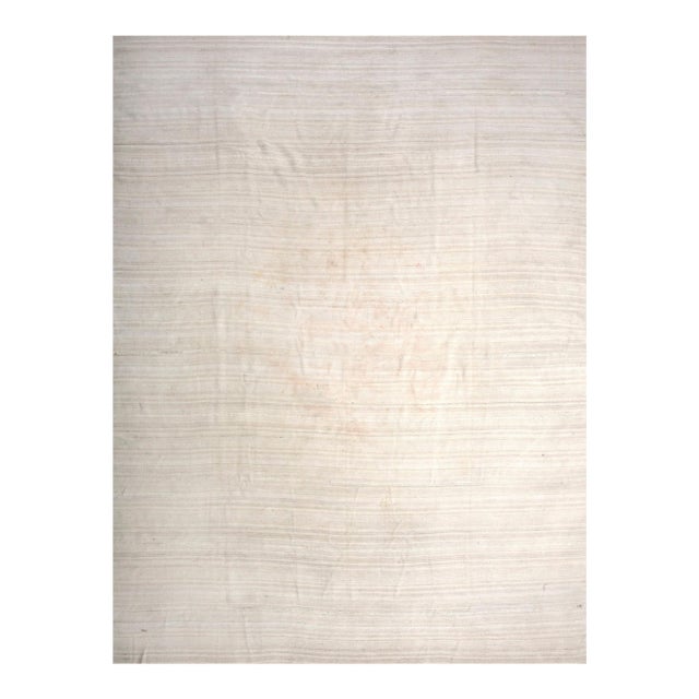 1950s Beige Cream Kilim Minimalist Vintage n.w. Persian Rug 9'5"x 12'2". Flat Weave Wool Carpet For Sale