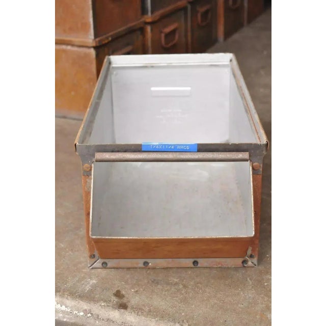 Vintage Lyon Aurora Il Steel Metal American Industrial 23" Stackable Storage Bin For Sale - Image 12 of 12