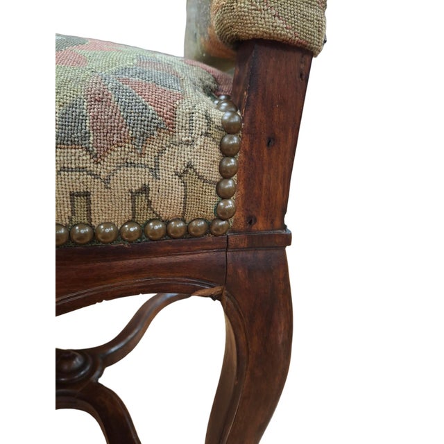 Pair of Antique Louis XIV Style, Needlepoint-Upholstered Side Chairs For Sale - Image 13 of 17