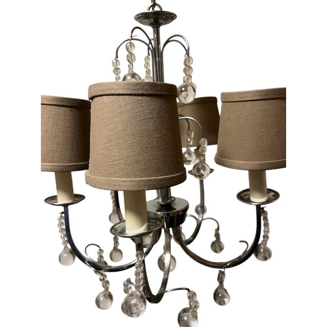 Elegant, decorator installed 5 light chandelier featuring real blown glass orbs and accented with glass beads....